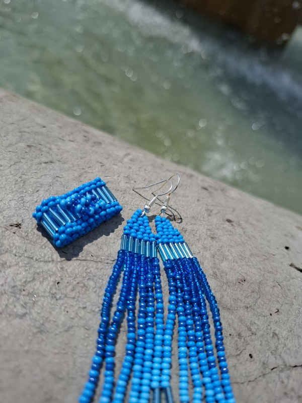 Brine s prstienkom (patina blue) 1